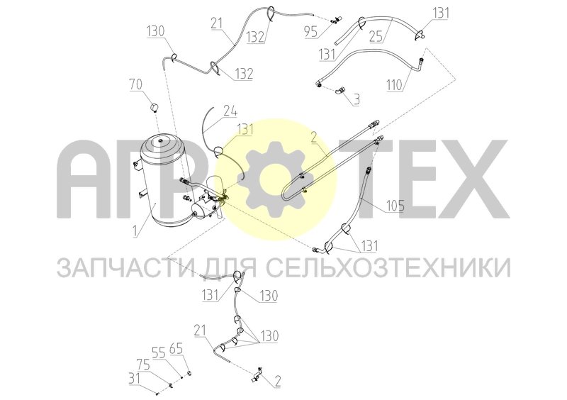 Чертеж Установка пневмосистемы (2650.31.00.600)